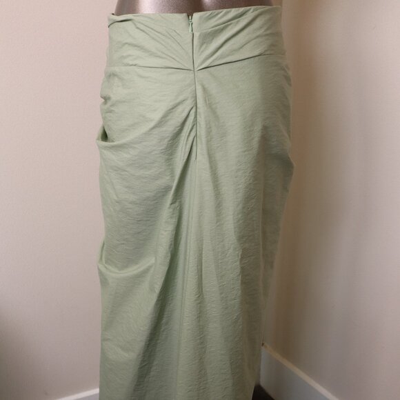 Brunello Cucinelli Skirt Cotton Front Knot Midi Drape Chic Size 6 - Picture 5 of 9